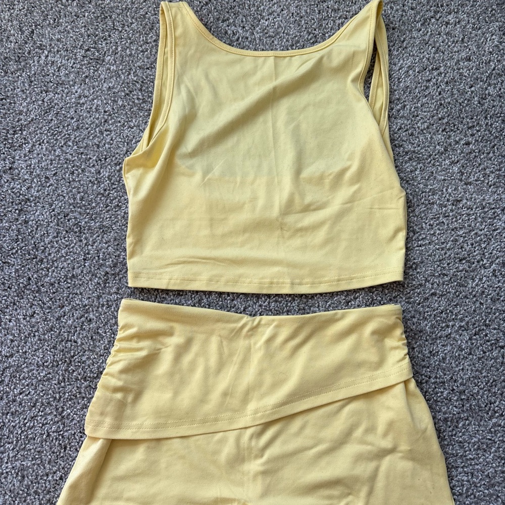 Yellow Two-Piece Crop Top and Short set small